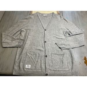 WeSC Superlative Conspiracy Gray Button Down Cardigan Sweater Mens Sz XXL